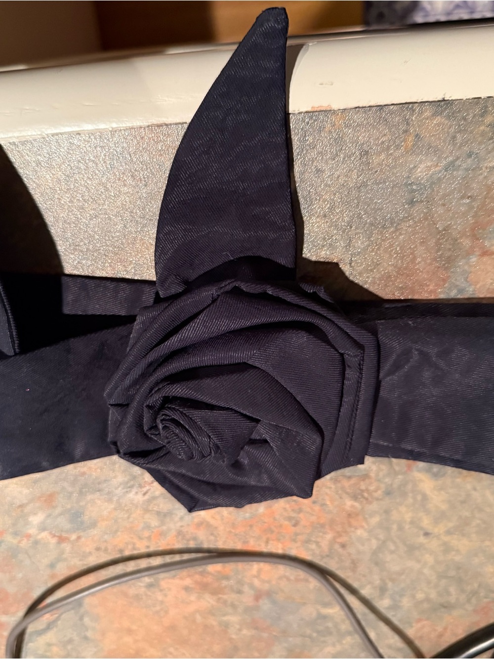 Black Floral Bow Waist Belt -